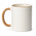 Keramiktasse 350 ml Weiß/Braun glasiert mit Henkel für Heißgetränke