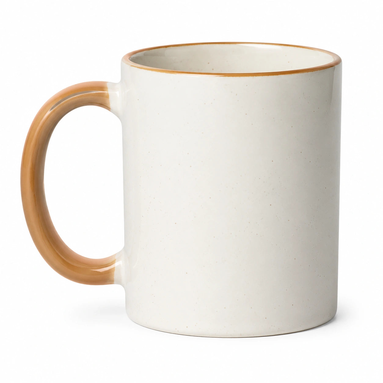 Keramiktasse 350 ml Weiß/Braun glasiert mit Henkel für Heißgetränke