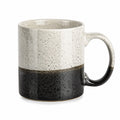 Keramiktasse 350 ml Beige Schwarz für Heißgetränke mit Sprenkeldekor