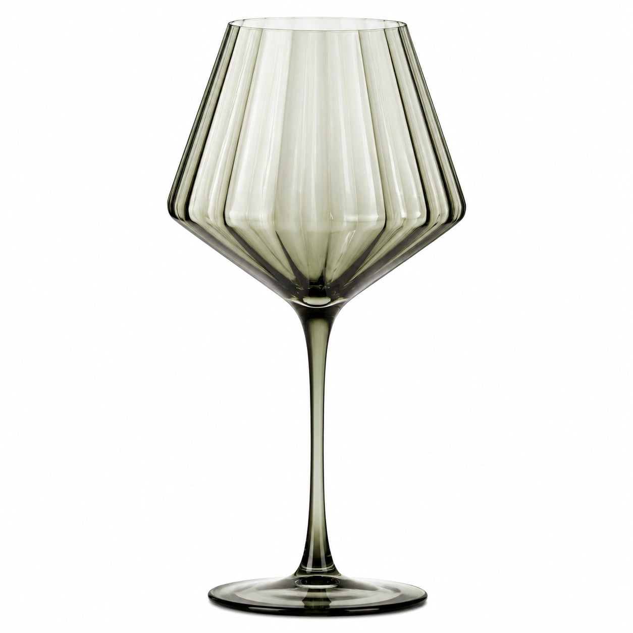 Weinglas 500 ml Grünes Glas mit gerippter Struktur