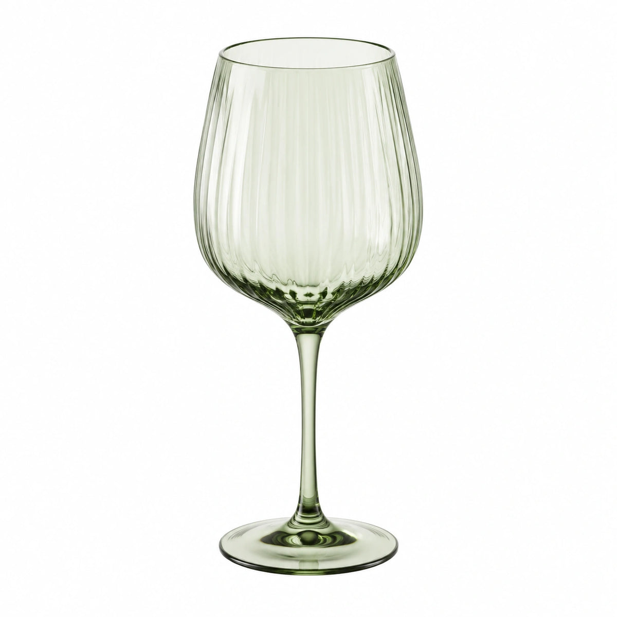 Weinglas 500 ml aus grünem Glas 9 cm gerippt mit Stiel – gravelko