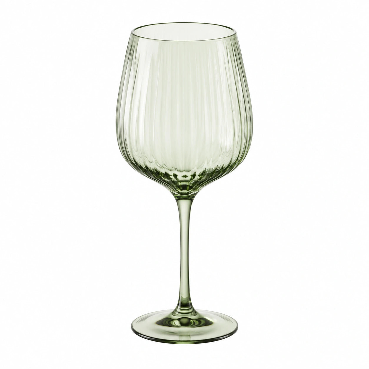 Weinglas 500 ml aus grünem Glas 9 cm gerippt mit Stiel