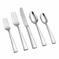 Besteckset 5-teilig aus Edelstahl Silber mit gehämmerten Griffen