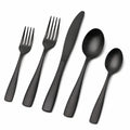 Besteckset 5-teilig Schwarz Edelstahl mit matter Oberfläche für den Esstisch