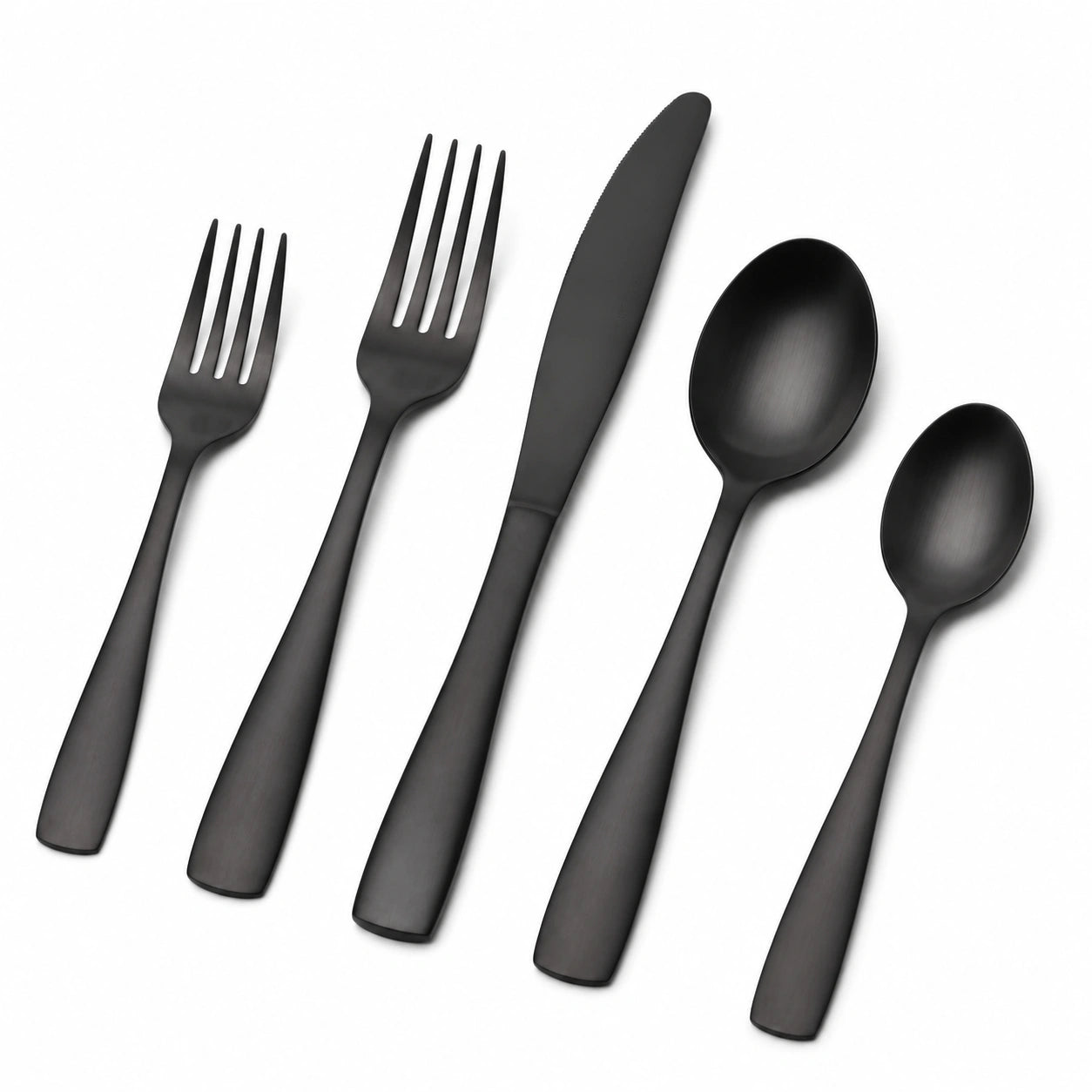 Besteckset 5-teilig Schwarz Edelstahl mit matter Oberfläche für den Esstisch