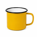 Emaillebecher 350 ml 8 x 9 cm aus Stahl Gelb Schwarz für Heißgetränke