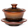 Gaiwan Teeset 12 cm Keramik Braun Schwarz glasiert für Teezeremonie