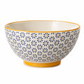 Keramikschüssel 20 cm cremeweiß blau gelb mit Blumenmuster zum Servieren