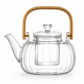 Glas-Teekanne 1000 ml transparent mit herausnehmbarem Glasfilter und Holzgriff