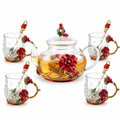Teeservice 1000 ml aus Glas mit Rosenmotiv für 4 Personen