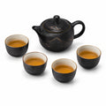 Teeservice 600 ml Keramik Schwarz mit Bergmotiv - 5-teilig für Teezeremonien